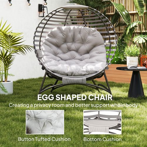 Outsunny Egg Chair w/ Cushion Steel Frame and Side Pocket