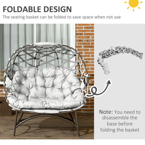 Outsunny 2 Seater Egg Chair Outdoor with Cushion, Cup Pockets