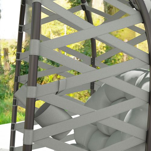 Outsunny 2 Seater Egg Chair Outdoor with Cushion, Cup Pockets