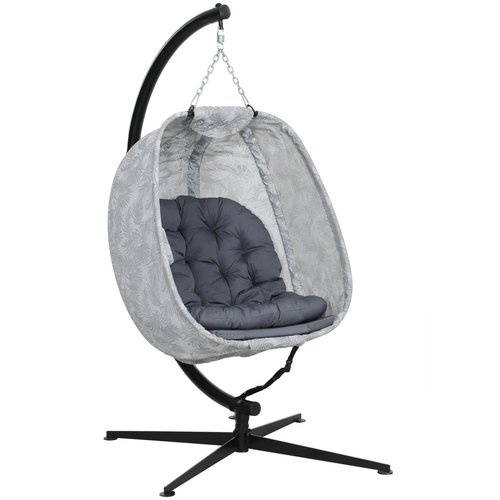 Outsunny Hanging Egg Chair Outdoor Indoor Swing Chair, Folding Basket