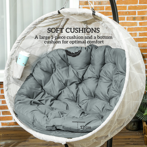 Outsunny Hanging Egg Chair Outdoor Indoor Swing Chair, Folding Basket