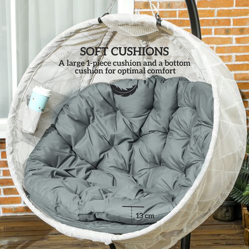Outsunny Hanging Egg Chair Outdoor Indoor Swing Chair, Folding Basket
