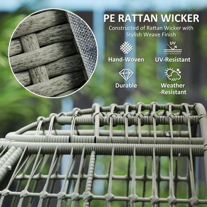 Outsunny PE Rattan Egg Chair w/ Padded Cushions for Garden