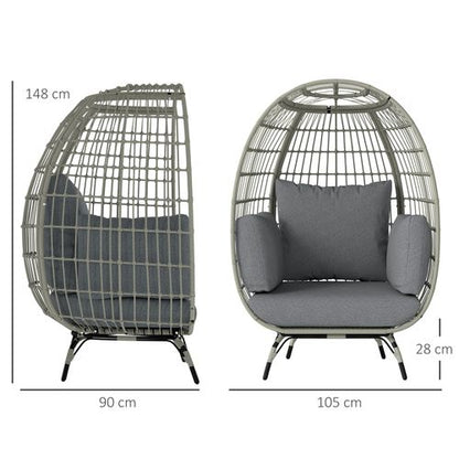 Outsunny PE Rattan Egg Chair w/ Padded Cushions for Garden
