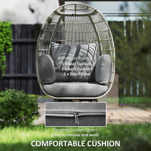Outsunny PE Rattan Egg Chair w/ Padded Cushions for Garden