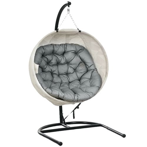 Outsunny Hanging Egg Chair Outdoor Indoor Swing Chair, Folding Basket