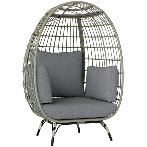 Outsunny PE Rattan Egg Chair w/ Padded Cushions for Garden