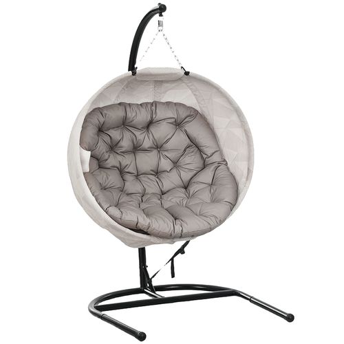 Outsunny Hanging Egg Chair Outdoor Indoor Swing Chair, Folding Basket Sand brown