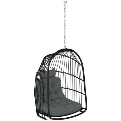 Outsunny Rattan Egg Chair with Installation Kit, Indoor Outdoor Swing Chair