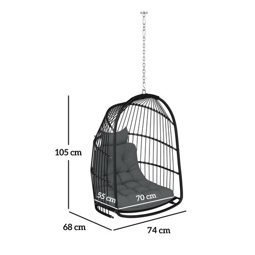 Outsunny Rattan Egg Chair with Installation Kit, Indoor Outdoor Swing Chair