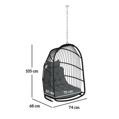 Outsunny Rattan Egg Chair with Installation Kit, Indoor Outdoor Swing Chair