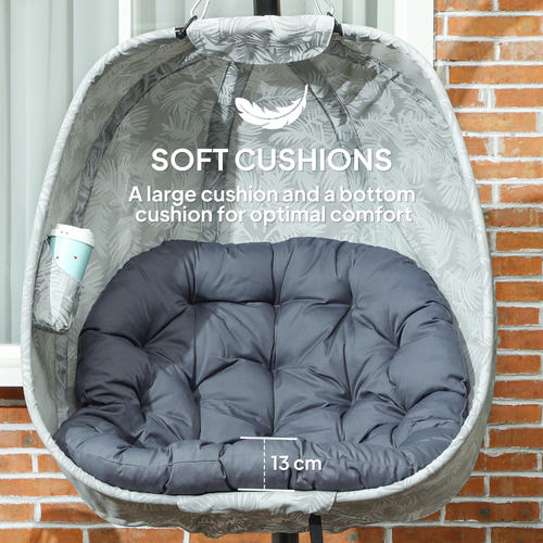 Outsunny Hanging Egg Chair Outdoor Indoor Swing Chair, Folding Basket