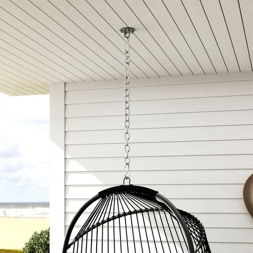 Outsunny Rattan Egg Chair with Installation Kit, Indoor Outdoor Swing Chair