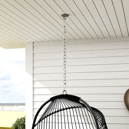 Outsunny Rattan Egg Chair with Installation Kit, Indoor Outdoor Swing Chair